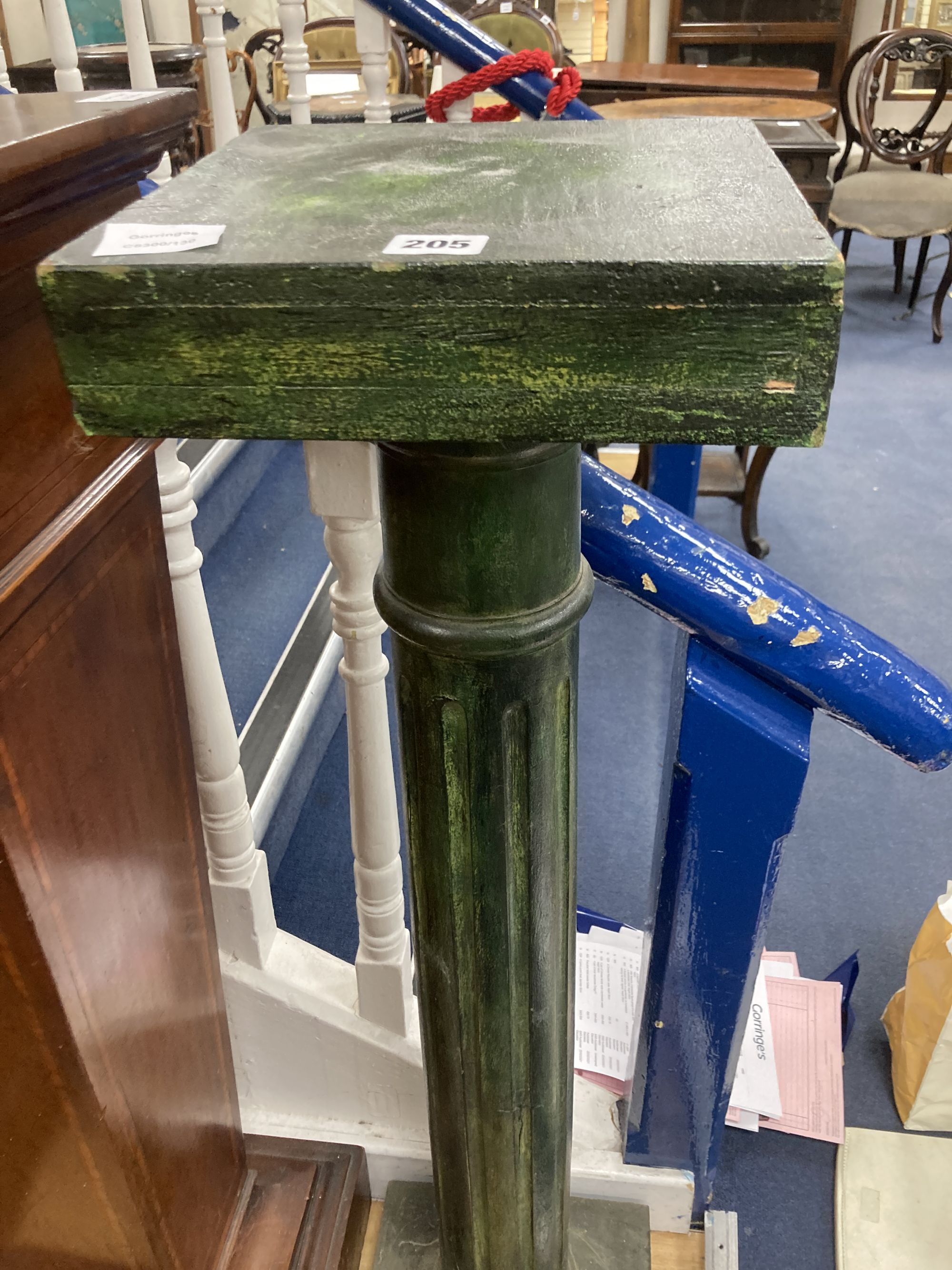 A painted fluted column, height 110cm